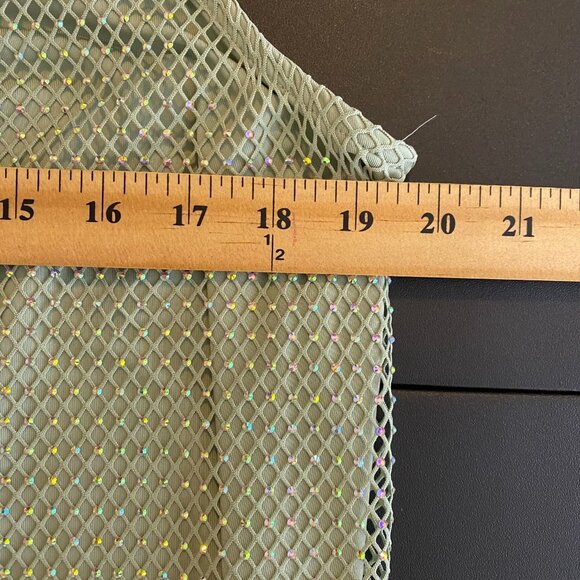 Anthropologie Sunday in Brooklyn Mint Green Mesh Layered Rhinestone Tank Top, XL - Picture 3 of 5